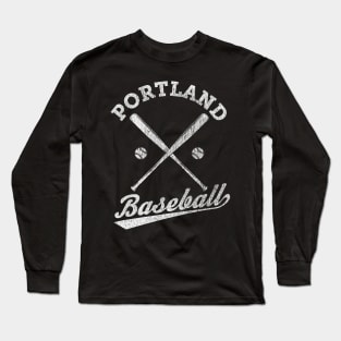 Portland Baseball - Vintage Faded Baseball design print Long Sleeve T-Shirt